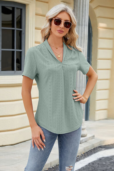 swvws Eyelet Short Sleeve Blouse