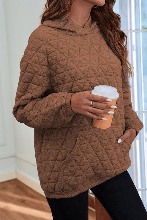 swvws Quilted Long Sleeve Hoodie with Pocket