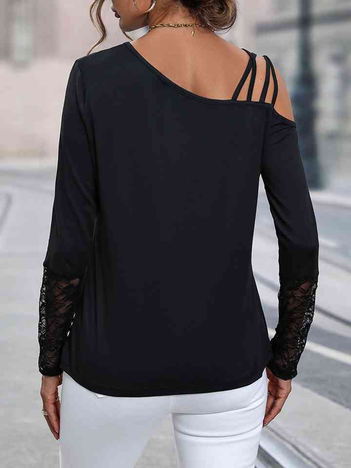 swvws Asymmetrical Neck Lace Detail Top