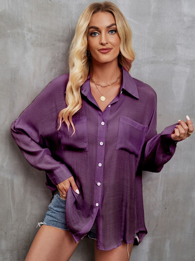 swvws Pocketed Button Up Long Sleeve Shirt