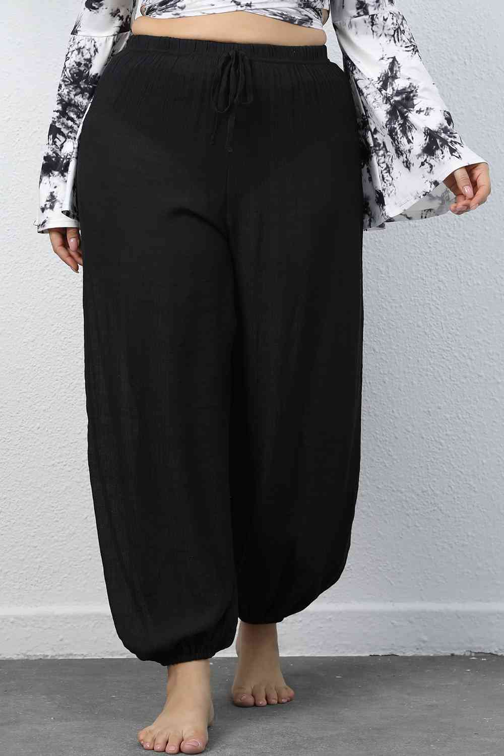 swvws Plus Size Drawstring Jogger Pants