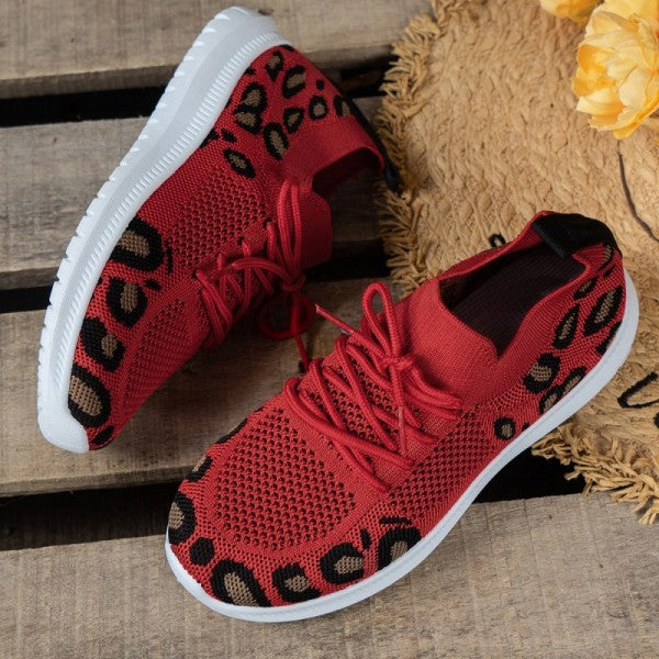 swvws - Red Casual Sportswear Daily Patchwork Frenulum Round Comfortable Shoes