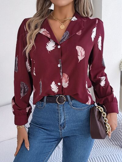 swvws Button Up Printed Collared Neck Shirt