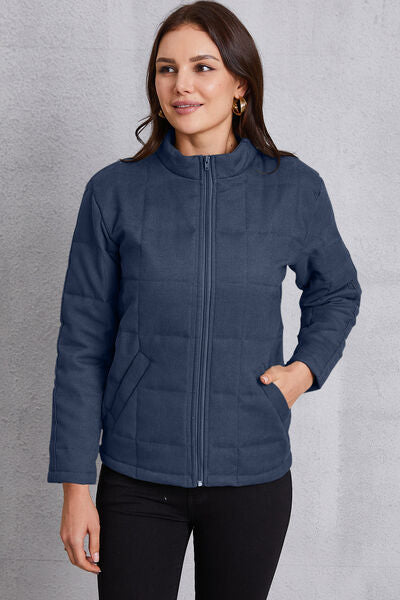 swvws Zip Up Mock Neck Pocketed Jacket