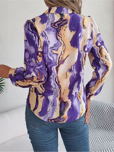 swvws Printed Button Up Long Sleeve Shirt