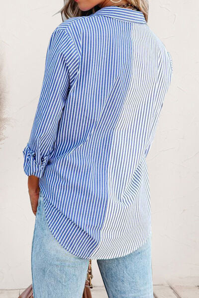 swvws Striped Button Up Long Sleeve Shirt