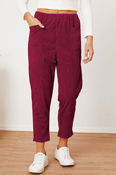 swvws Pocketed Elastic Waist Pants