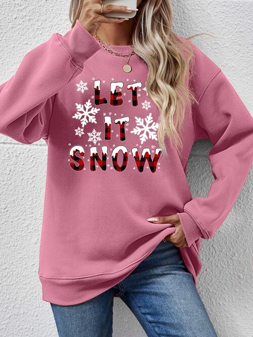 swvws LET IT SNOW Round Neck Long Sleeve Sweatshirt