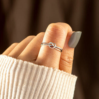 swvws 925 Sterling Silver Double-Layered Knot Ring