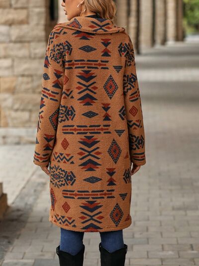 swvws Geometric Pocketed Dropped Shoulder Coat