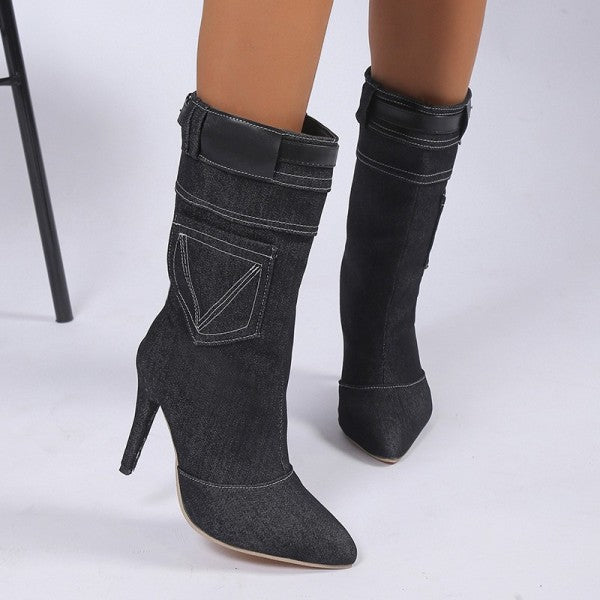 swvws - Black Casual Daily Patchwork Solid Color Pointed Comfortable Shoes (Heel Height 3.54in)