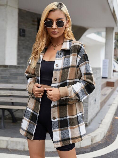 swvws Plaid Buttoned Collared Neck Shirt