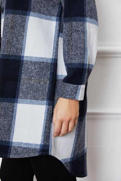 swvws Plaid Button Up Collared Neck Outerwear