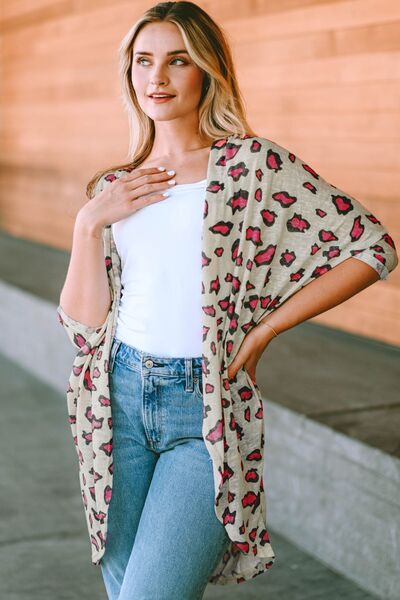 swvws Printed Open Front Half Sleeve Cardigan