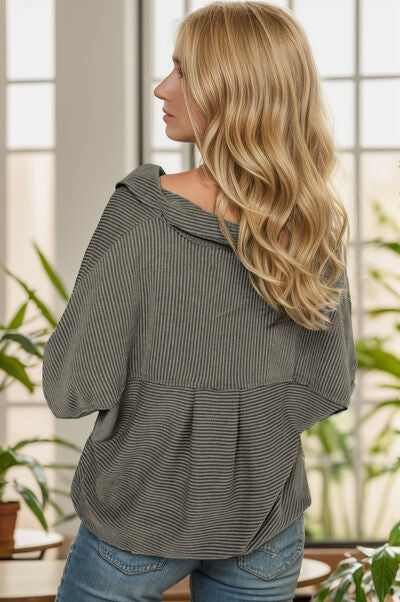 swvws Striped Batwing Sleeve Dropped Shoulder Jacket