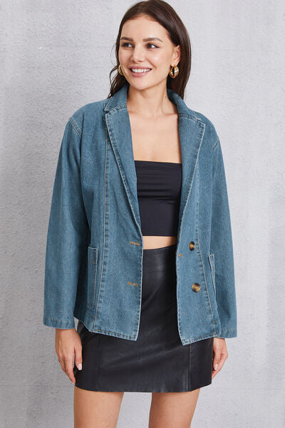 swvws Pocketed Button Up Denim Jacket