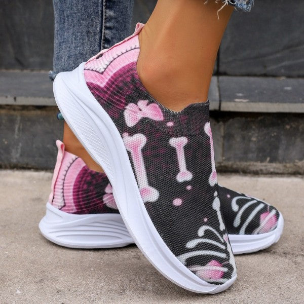 swvws - Purple Casual Patchwork Printing Round Comfortable Out Door Shoes