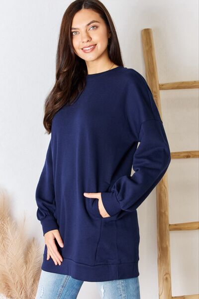 swvws Zenana Oversized Round Neck Long Sleeve Sweatshirt