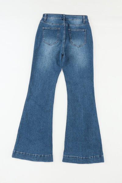 swvws Pocketed Buttoned Flare Jeans