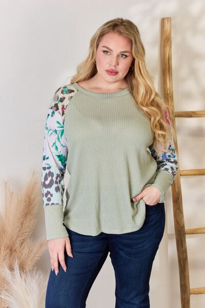 swvws Hailey & Co Full Size Printed Round Neck Blouse