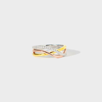 swvws Crisscross Gold-Plated 925 Sterling Silver Ring