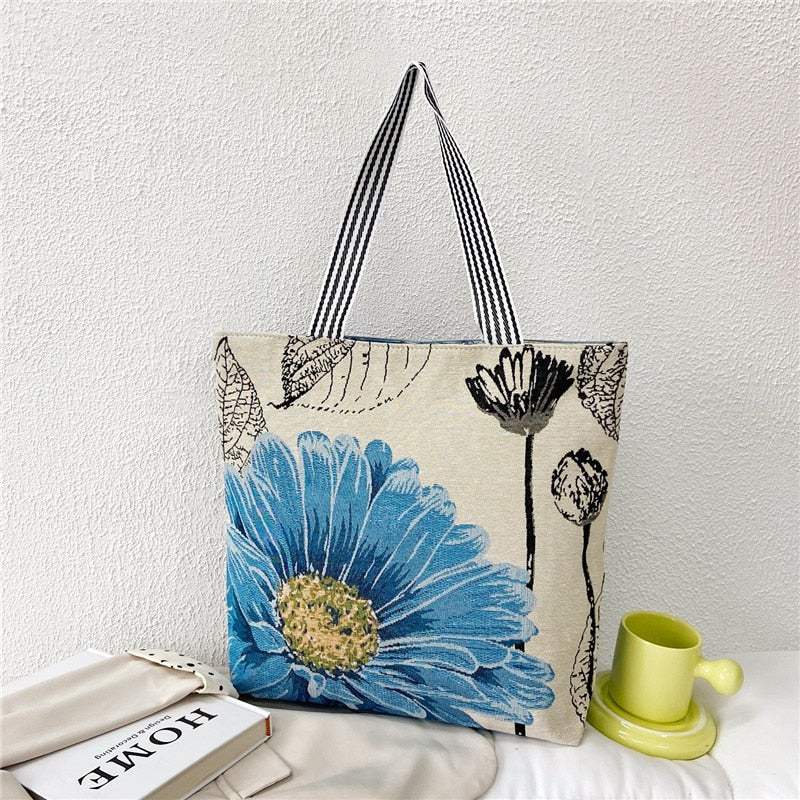 swvws  Fashion Folding Women Big Size Handbag Tote Ladies Casual Flower Printing Canvas Graffiti Shoulder Bag Beach Bolsa Feminina