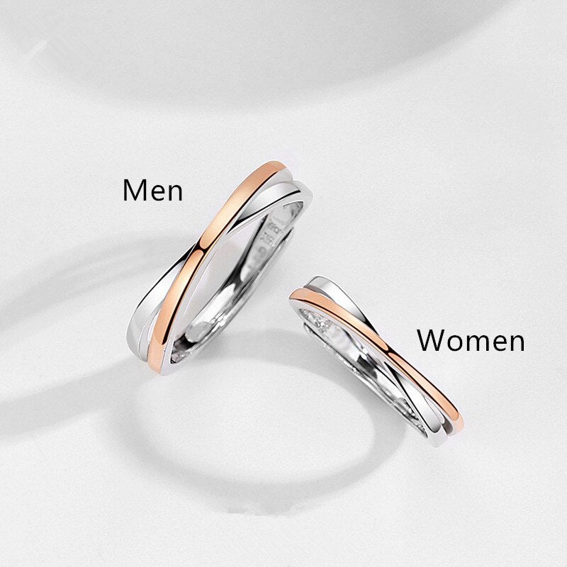 swvws Sterling Silver Angel And Devil Couple Rings Wing Feather Opening Rings For Women Men Lovers Party Jewelry