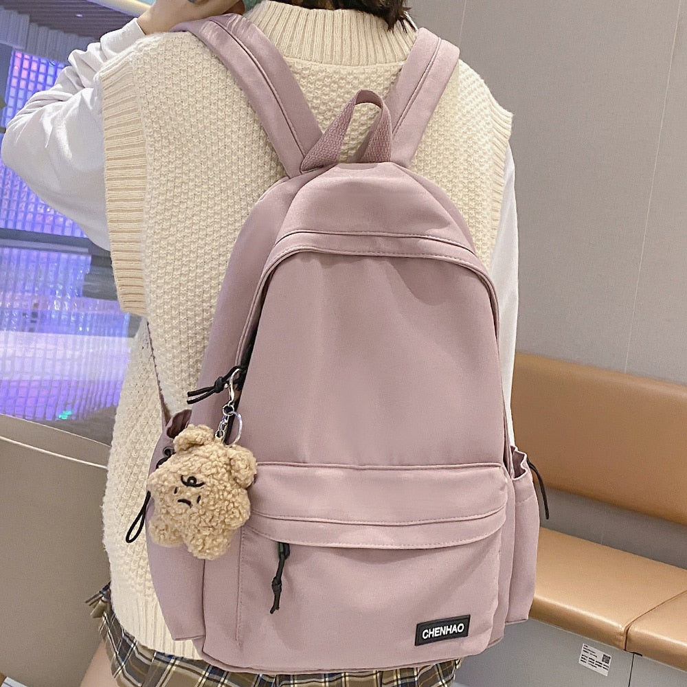 swvws Female Waterproof White Laptop College Backpack Trendy Girl Cool Student Bag Fashion Cute Women Book Bag Ladies Travel Backpacks