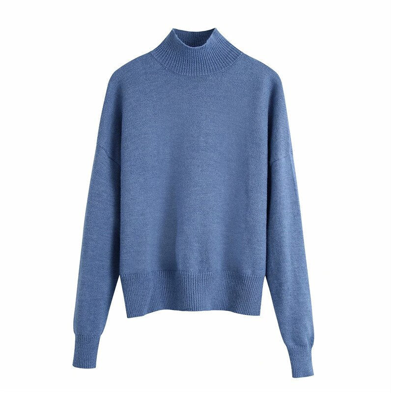 swvws Ladies Autumn Winter Sweater Women Pullover Turtleneck Loose Casual Jumper Brand Knitted Chic Basic Women Sweaters Tops Female