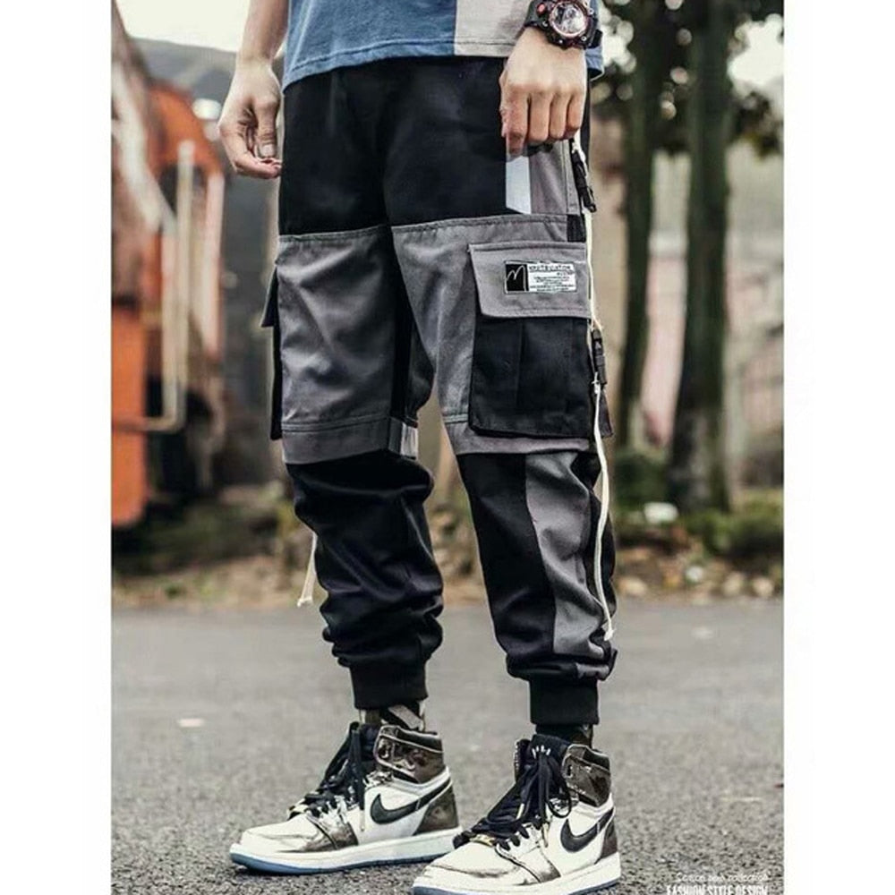 swvws Mens Vintage Hip Hop Style Baggy Jeans Streetwear Pockets Men's Jogger Pants Hip Hop Sweatpants Joggers Trousers Tactical Mens Pants Cargo Harem Pants Men Clothes