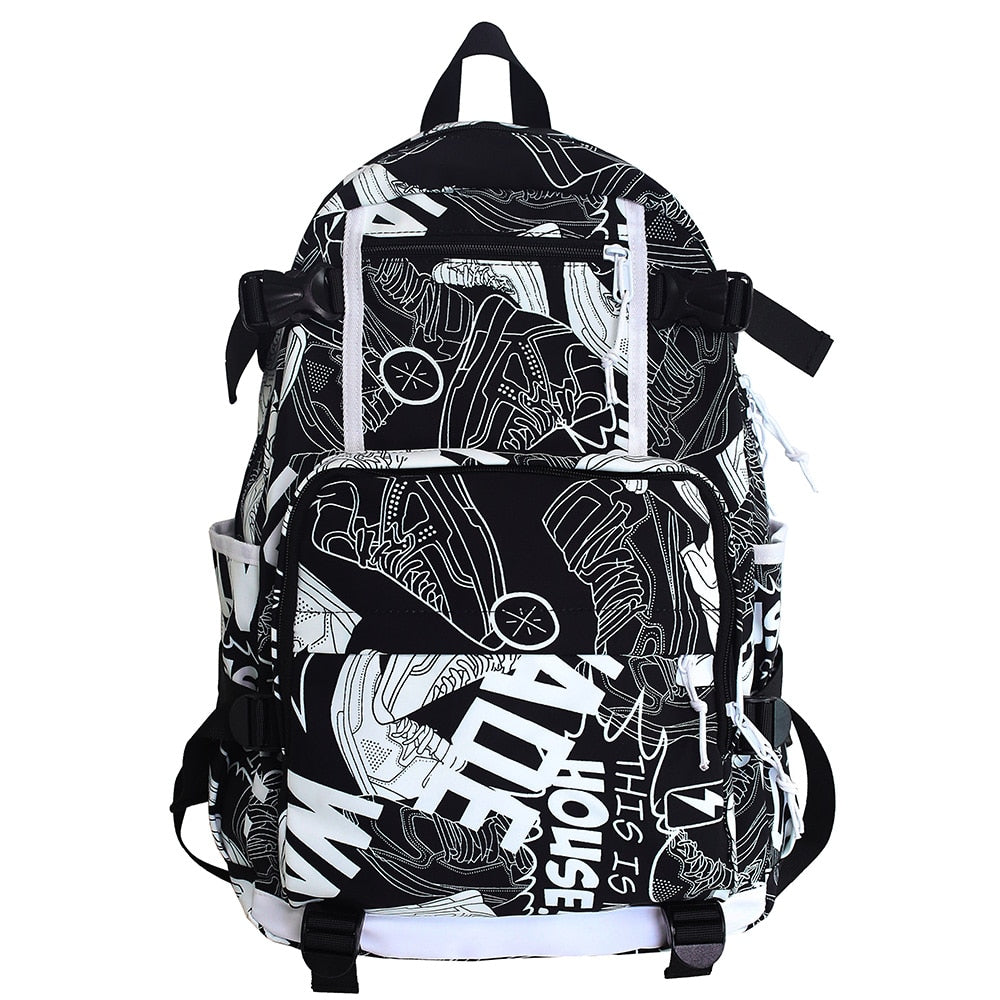 swvws Harajuku Girl Male School Bag Female Graffiti Print Men Backpack Women Book Boy Bag Nylon Ladies Fashion Laptop Backpack Student