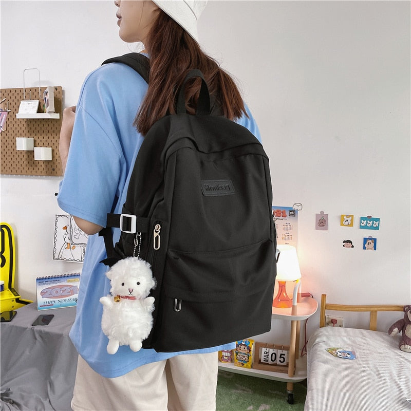 swvws New Girl Laptop Waterproof Backpack Trendy Solid Color College Student Bag Female Kawaii Bag Lady Travel Backpacks Fashion Women