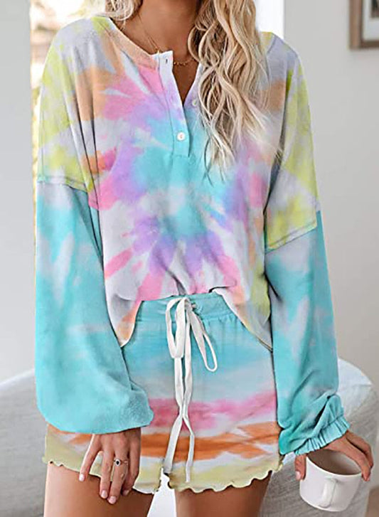 swvws Women Lounge Wear Set Tie Dye Tracksuit Lounge Set Two Piece Set Two Piece Outfits For Women 2 Piece Tie Dye Set