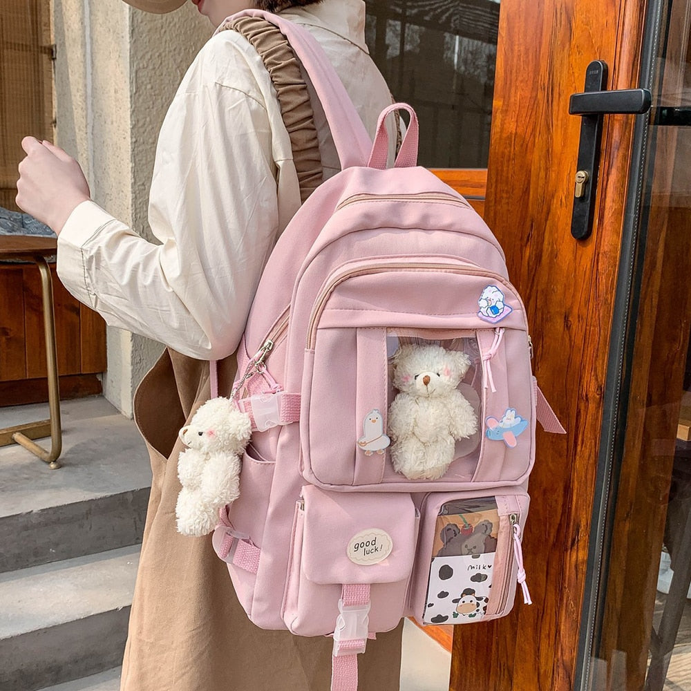 swvws High School Girls Backpack High Capacity School Bags For Teenage Girls Multi Pockets Kawaii Backpack Women Harajuku Cute Mochila