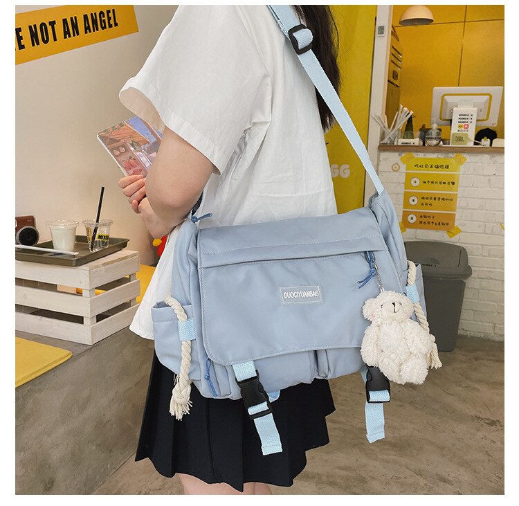 swvws  Japanese Harajuku Crossbody Bag For Women New Casual Nylon Bag Girls Women's Shoulder Bag Multipockets Messenger Bag Women Bolsa