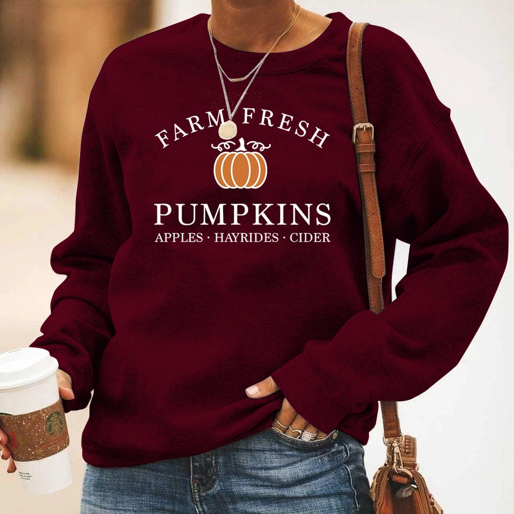 swvws Halloween Costume Vintage Pumpkin Patch Halloween Crewneck Pullovers Harajuku Hoodie Women Fall Sweatshirt Farm Fresh Pumpkins Sweatshirts