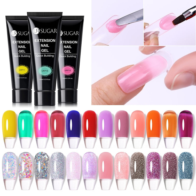 swvws  Glitter Nail Extension Gel 15Ml All For Manicure Builder UV LED Gel Semi Permanent Soak Off Nail Art Gel For Extension