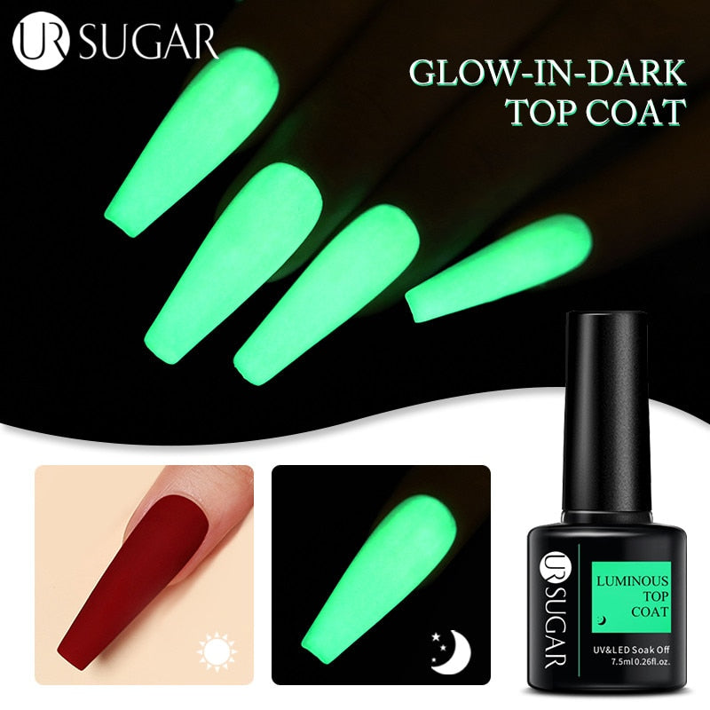 swvws  Luminous Gel Top Coat Semi Permanent Glow In Dark Fluorescent Soak Off UV LED Color Gel Nail Varnish Nails For Manicure