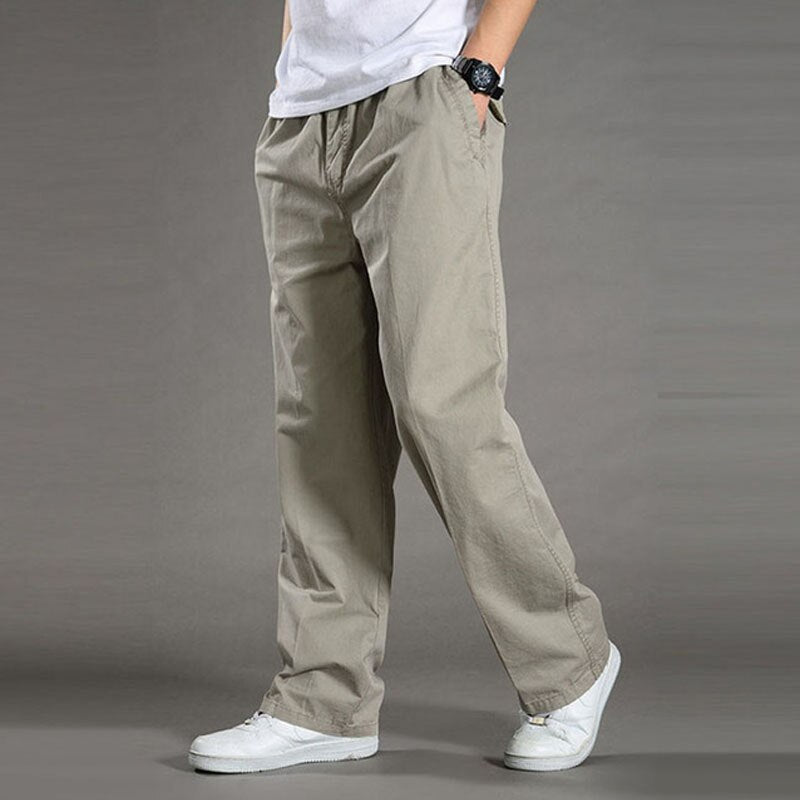 swvws Mens Vintage Hip Hop Style Baggy Jeans Men's Casual Trousers Cotton Overalls Elastic Waist Full Len Multi-Pocket Plus Fertilizer Men's Clothing Big Size Cargo Pants