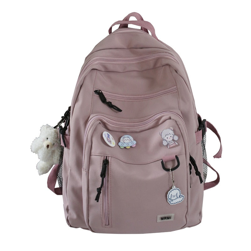 swvws Fashion Big Student Backpack NEW Badge Rucksack Girls School Bag High Capacity Women Backpack Female Cute Leisure Travel Mochila