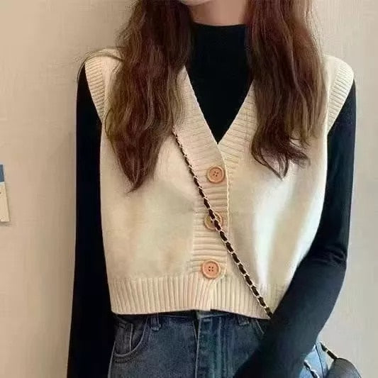 swvws  Jacquard Knitted Cardigan Lazy Style Loose Outer Jacket V-Neck Jumper Button-Up All-Match Female Loose Top Autumn Winter