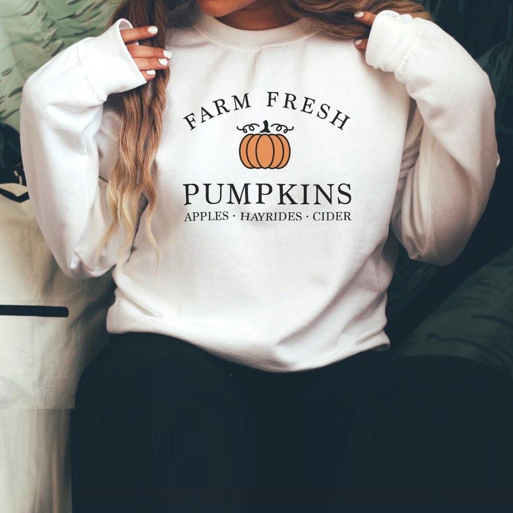 swvws Halloween Costume Vintage Pumpkin Patch Halloween Crewneck Pullovers Harajuku Hoodie Women Fall Sweatshirt Farm Fresh Pumpkins Sweatshirts