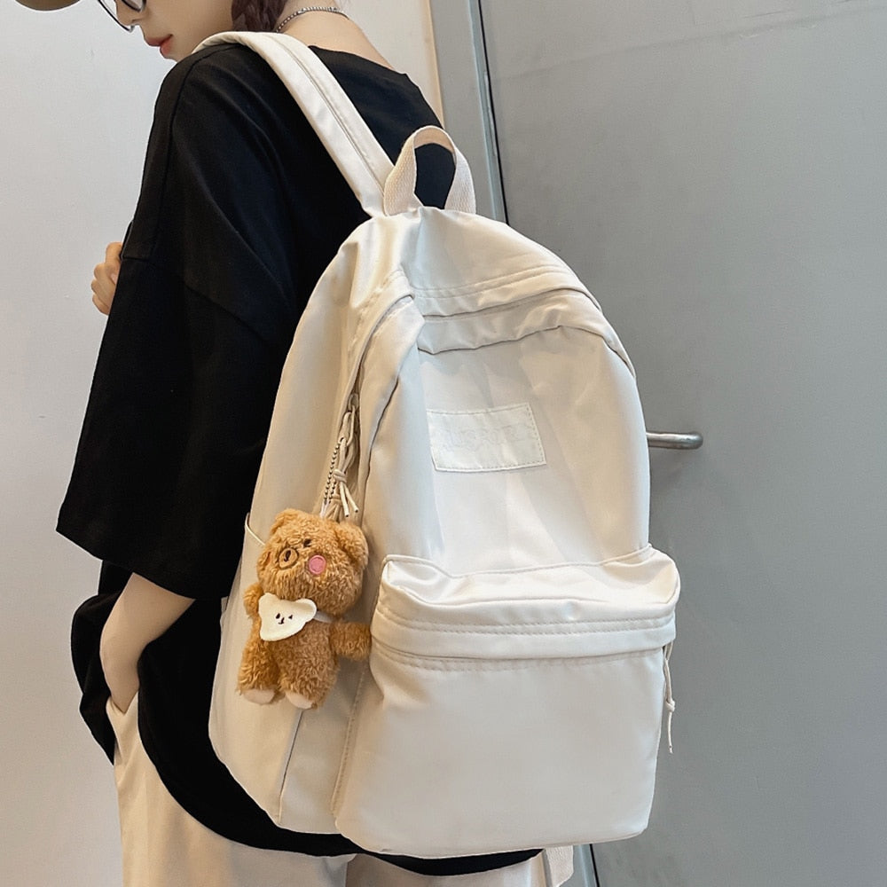 swvws Book Black Ladies Backpacks Kawaii Girl School Nylon Bag Teen College Student Female Backpack Waterproof Cute Women Bags Fashion