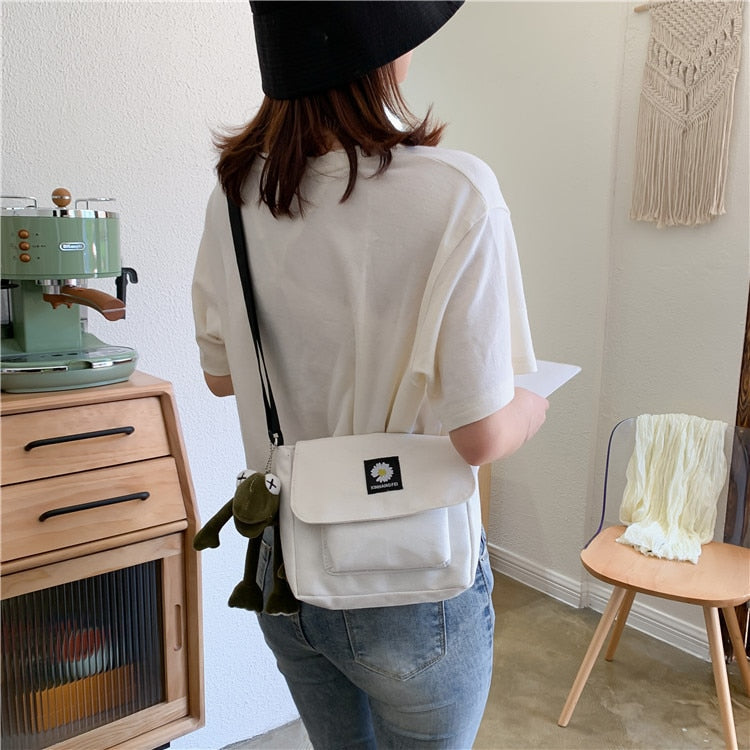 swvws Korean Casual Canvas-Bag Women Small Messenger Bag Ladies Shoulder Bags For Women  Crossbody Bags Women Ladies Phone Bag