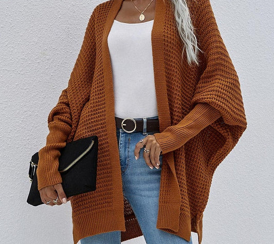 swvws Women Oversized Cardigan Knitted Coat Autumn Oversize Sweater Bat Sleeve Women's Knitted Jacket Loose Oversize Cardigan Women