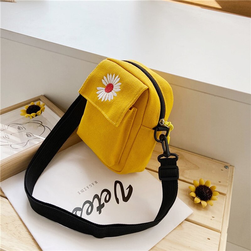 swvws  Women Purse Bag New Small Canvas Bag For Women  Flower Embroidery Shoulder Bag Girls Crossbody Bag Phone Bags Bolsa Feminina