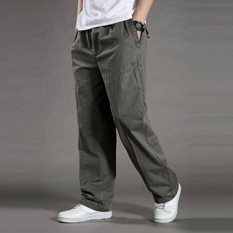 swvws Mens Vintage Hip Hop Style Baggy Jeans Men's Casual Trousers Cotton Overalls Elastic Waist Full Len Multi-Pocket Plus Fertilizer Men's Clothing Big Size Cargo Pants