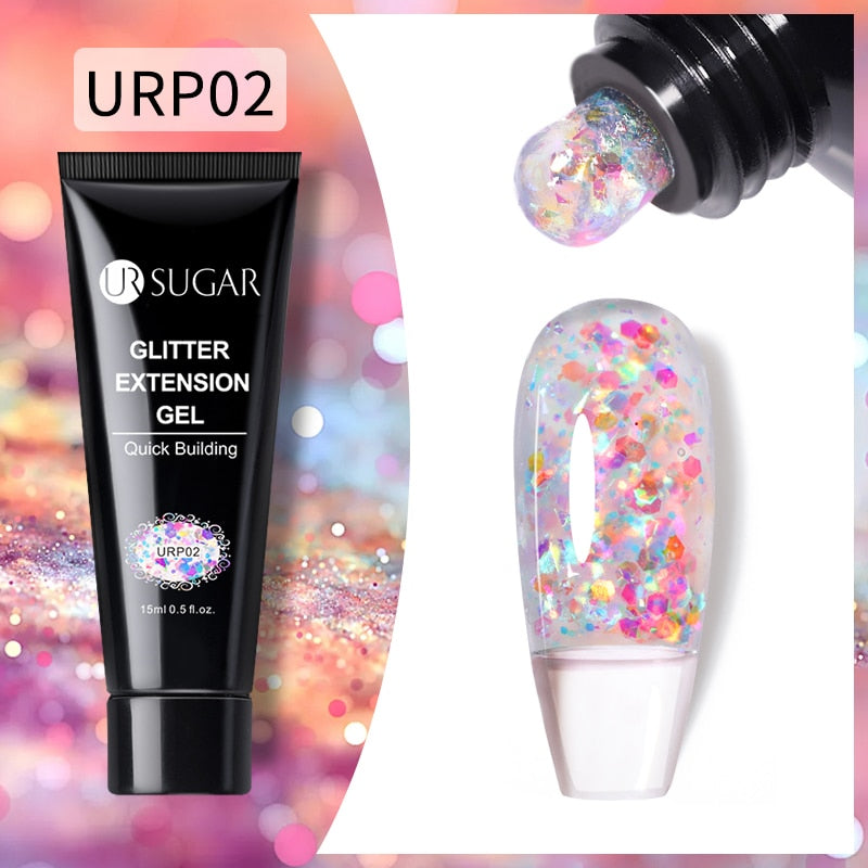 swvws  15Ml Reflective Glitter Acrylic Gel Extension Soak Off 3 In 1 Dark Flashy Nail Art Quick Building Finger Extend Gel