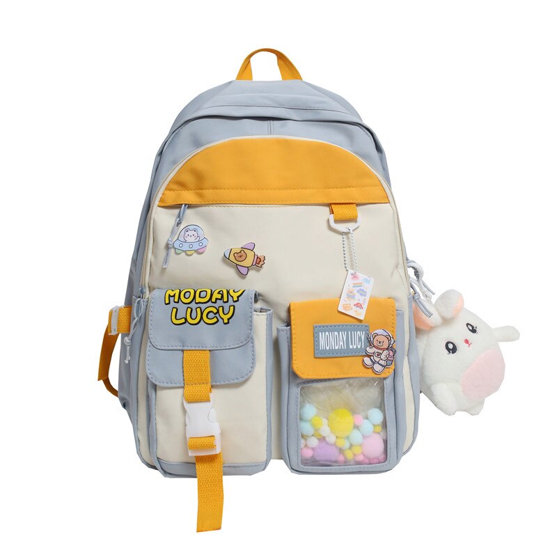 swvws Women Cute Backpack High Capacity Female Harajuku School Bag College Lady Kawaii Cartoons Backpack Fashion Book Girl Bag Student