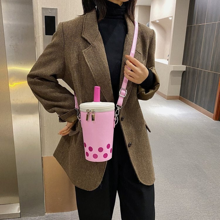 swvws  Personalized Bag For Women  New Fashion Milk Tea Cup Shaped Bags Small Bucket Bag Shoulder Bag Lady Crossbody Bags Womens